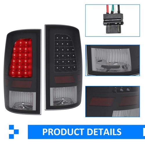 For 2009 2018 Dodge Ram 1500 2500 3500 LED Black Tail Lights Brake Lamps A Pair