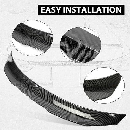 Rear Trunk Spoiler For 2014 2024 Infiniti Q50 Carbon Fiber Painted PSM Style