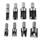 DURAFORCE 8X Carbon Steel Wood Plug Hole Cutter Dowel Maker Cutting Shank Drill Bit Set