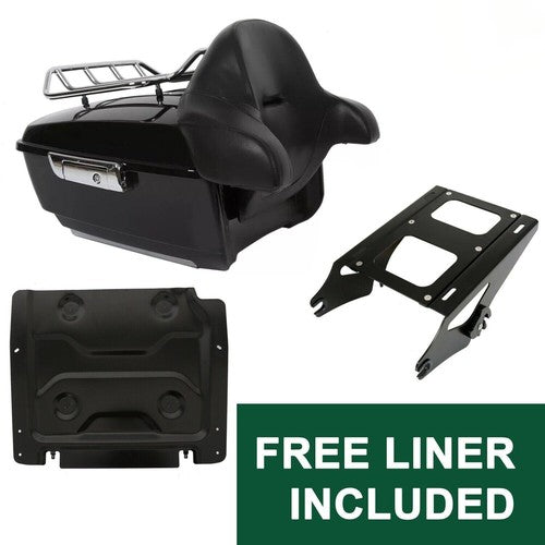DURAFORCE King Luggage Trunk Backrest Mount Rack Trunk For Harley Davidson Touring 2014-24