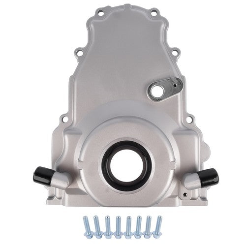 DURAFORCE Front Timing Chain Cover with 8 Bolts for LS Gen IV GM LS 6.2L Aluminum Silver