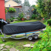 DURAFORCE 11-13ft Waterproof Heavy Duty Boat Cover V-Hull Runabouts 420D Black