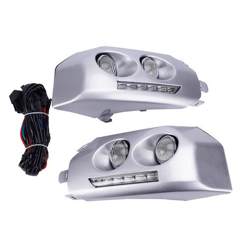 DURAFORCE For 2007-14 Toyota Fj Cruiser Chrome LED Bumper Fog Light DRL W/Wiring+Bulbs 2pc