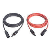 DURAFORCE 1Pair Solar Panel Extension Cable Wire Connector 12AWG 10ft Black + Red