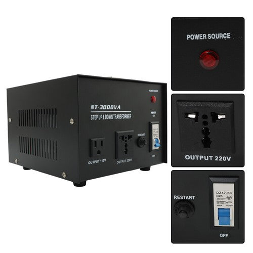 DURAFORCE 3000W Step Up/Down 220V-110V /110V-220V Voltage Converter Transformer New