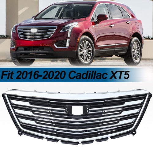DURAFORCE Front Bumper Upper Grille Chrome for Cadillac XT5 2016 2017 2018 2019 2020