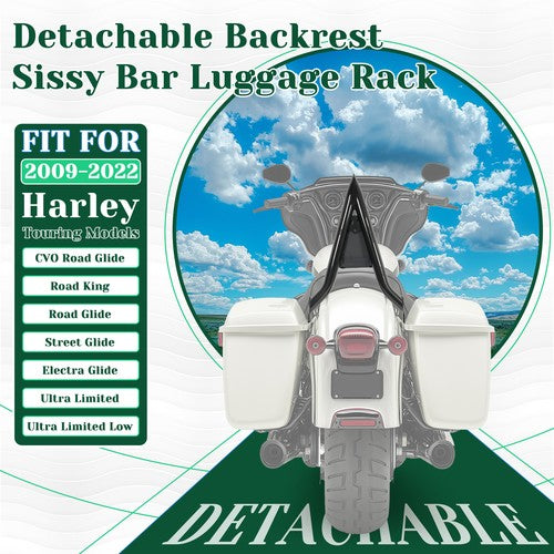 DURAFORCE 28" Passenger Backrest Sissy Bar For Harley CVO Road King Street Glide 2009-2025