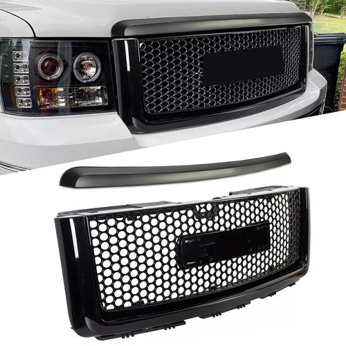 DURAFORCE Upper Grille Hood Molding Trim for 2007-2013 GMC Sierra 1500 Denali Pickup Black