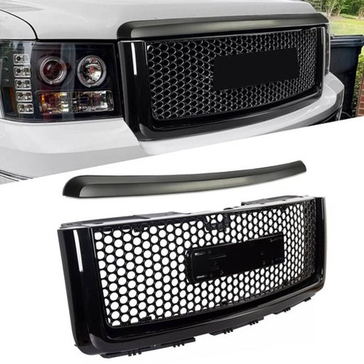 DURAFORCE Upper Grille Hood Molding Trim for 2007-2013 GMC Sierra 1500 Denali Pickup Black