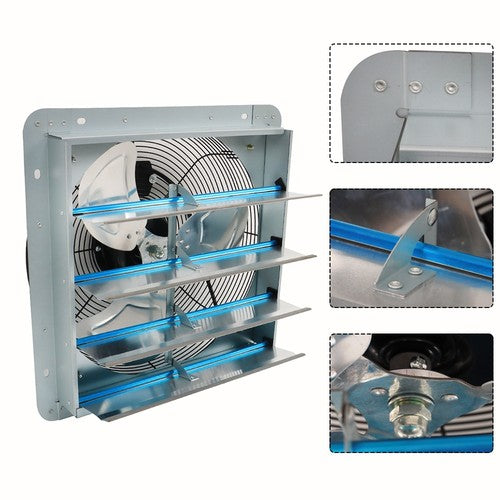 DURAFORCE 16 Inch Aluminum Shutter Exhaust Fan High Speed Wall Mounted Greenhouse Garage