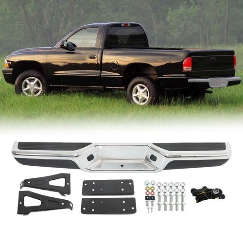 DURAFORCE Rear Step Bumper Assembly Chrome Steel Fit For 1997-2003 2004 Dodge Dakota