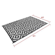 DURAFORCE Outdoor Rug Outdoor Indoor RV Mat Carpet For Patio Backyard Black & White 6x9 ft