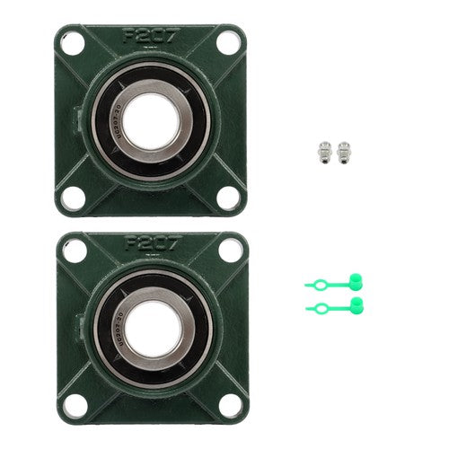 DURAFORCE 2 × UCF207-20 1-1/4" Bore Pillow Block Flange Bearing 4 Bolt Solid Base