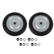 DURAFORCE 2PCS 14.5x4-8 Solid Wheels w/Toothed Tread, Silver Hub Black&Silver Replace Tire