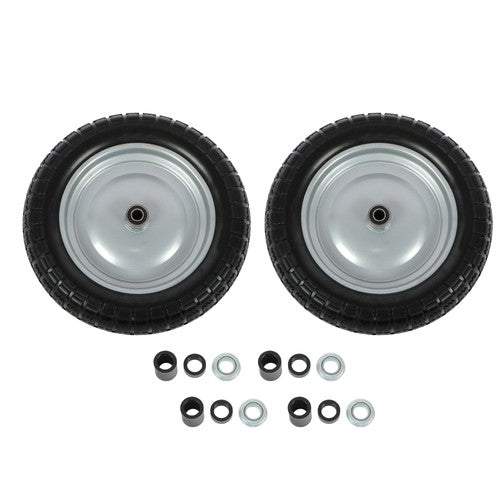 DURAFORCE 2PCS 14.5x4-8 Solid Wheels w/Toothed Tread, Silver Hub Black&Silver Replace Tire