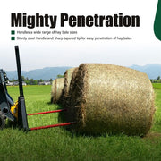 DURAFORCE 2Pcs Hay Bale Spear 47" 3000 lbs Quick Attach Spike Fork for Tractors Loaders