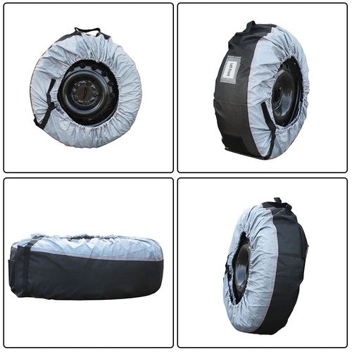 DURAFORCE Tyre Cases+Tyre Bags Car Cover 4Pcs New W/ Handheld For Gray 420D And Black 600D