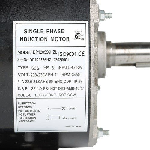 DURAFORCE 5HP ODP Compressor Duty Electric Motor 1Phase 3450RPM 56HZ Frame 7/8" Shaft 230V
