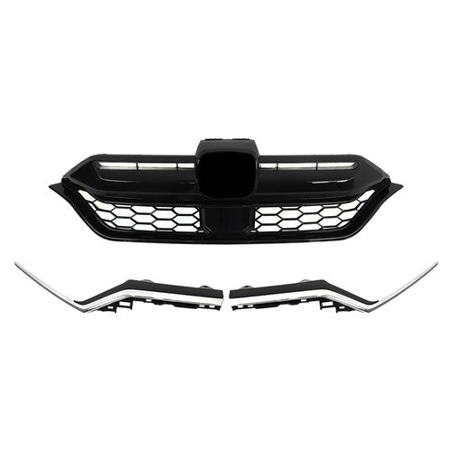 DURAFORCE For Honda CR-V 2020-2022 Plastic Front Bumper Grille w/ 2pcs Chrome Trim Strip