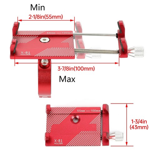 DURAFORCE Red Aluminum Motorcycle Bike Bicycle Holder Mount Handlebar For Cell Phone GPS