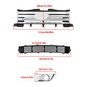 DURAFORCE For Ford Edge 2007-2010 4PCS Front Bumper Grille Upper Lower+2 Fog Lamp Molding