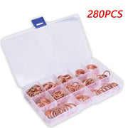 DURAFORCE Assorted Solid Copper Crush Washers Seal Flat Ring Hydraulic Fittings Set 280pcs