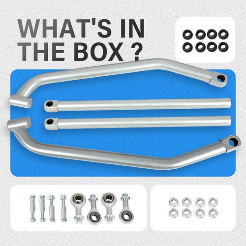 High Clearance Radius Rods Bars 4 Pieces with Hardware for Polaris Rzr 1000 Xp Eps 15-17