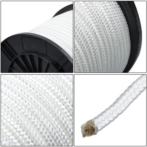 DURAFORCE 3/8 Inch Nylon Rope 250 Foot Sturdy Spool Nylon Solid Braid Rope White