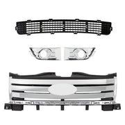 DURAFORCE For Ford Edge 2007-2010 4PCS Front Bumper Grille Upper Lower+2 Fog Lamp Molding