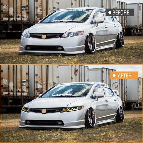 Full LED Headlights For Honda Civic 2006-2011 Sequential Headlamp Assembly Pair