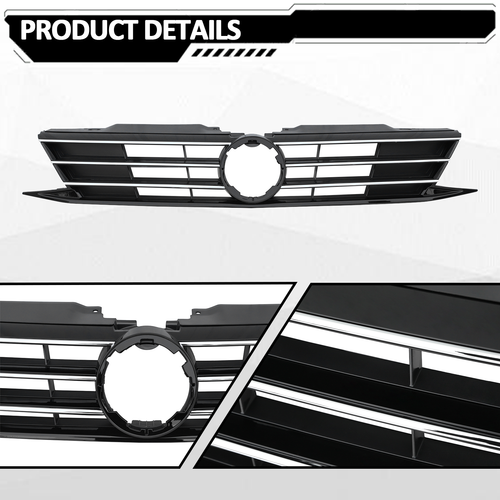 DURAFORCE For 2015 2016 2017 2018 VW Volkswagen Jetta Front Bumper Chrome Grille Grill