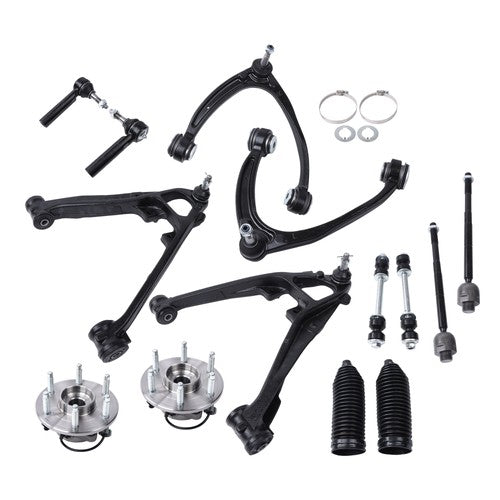 DURAFORCE 14pc For GMC Sierra 1500 2007-2013 Front Upper Lower Control Arms Wheel Hub 4WD