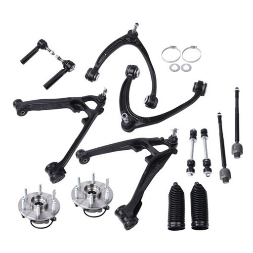 DURAFORCE 14pc For GMC Sierra 1500 2007-2013 Front Upper Lower Control Arms Wheel Hub 4WD