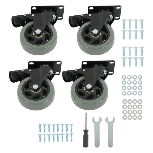 DURAFORCE 4 Pack Grey 4 Inch Swivel Caster Wheels Heavy Duty With brake