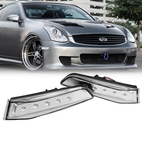 DURAFORCE Pair Clear Len Bumper Side Marker Lights Side Lamp For 03-07 INFINITI G35 Couple