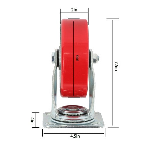 DURAFORCE 6" × 2" Tilt Casters Heavy Duty Swivel Caster Wheel 1250 Lbs Industrial Casters