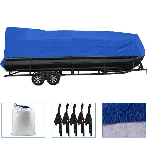 DURAFORCE Boat Cover Pontoon 17-20 Ft Heavy Duty Rain Snow Dust Resistant Protection Blue
