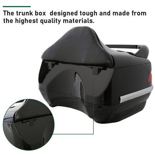 DURAFORCE Black Motorcycle Scooter Trunk Storage Box Case Luggage Trunk w/ Tail lights