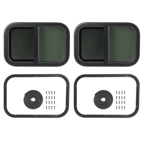 DURAFORCE 2-Piece 21" x 14" RV Windows with Mesh Screen and Trim Ring Horizontal Sliding