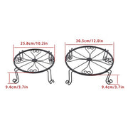 DURAFORCE 2 Pack 10" 12" Metal Plant Stands Outdoor Indoor Round Pot Stand Rustproof Black