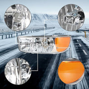 DURAFORCE Fit For GMC Sierra 1500 1999-2007 LH+RH Headlight Replacement Halogen Chrome