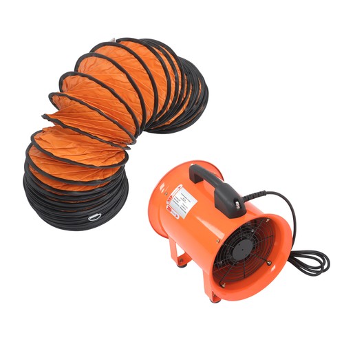 DURAFORCE Steel Portable Blower 180W 900CFM 3450RPM 8 Inch 33ft Ducting Orange