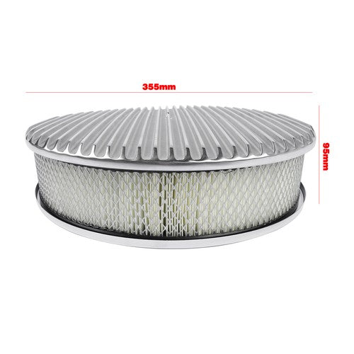 DURAFORCE 14 Full Finned Aluminum Round Air Cleaner Air Filter Kit Polished Recessed Base