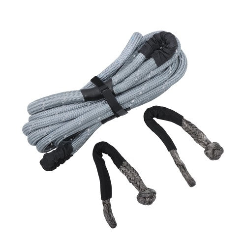 DURAFORCE 1"×30ft Gray Kinetic Recovery Rope With 2 Soft Shackles Kit 34000lbs Heavy Duty