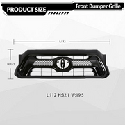 DURAFORCE Front Bumper Gloss Black Grille Grill for Toyota Tacoma 2012 2013 2014 2015