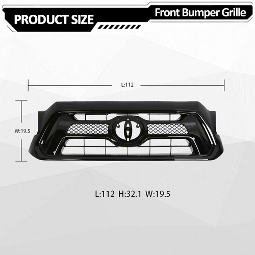DURAFORCE Front Bumper Gloss Black Grille Grill for Toyota Tacoma 2012 2013 2014 2015