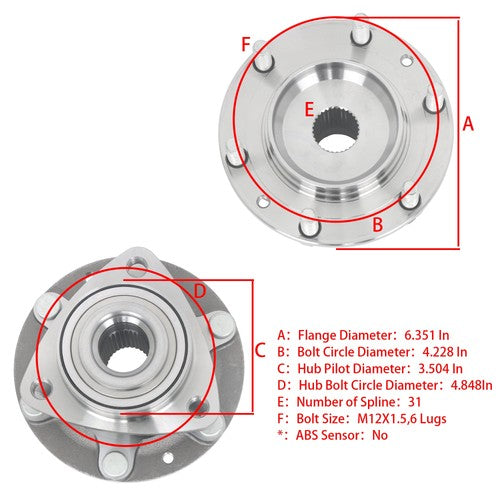 DURAFORCE 2pcs Front Wheel Bearing Hub Left Right For Hyundai Entourage Kia Sedona 515090