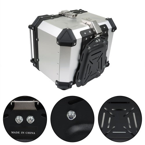 DURAFORCE Motorcycle Aluminum Trunk Rear Top Case Luggage Tour Tail Tool Box Lock 45L NEW
