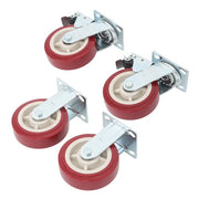 DURAFORCE Four 6" red industrial casters 2 with brakes 2 without brakes