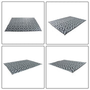 DURAFORCE Outdoor Waterproof 9x12FT Black Gray Carpet Plastic Straw Rug For Camping Deck